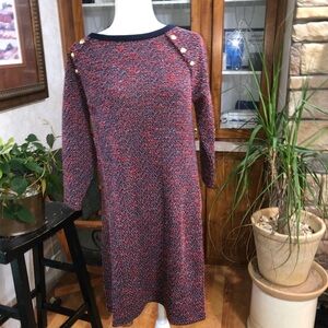 TALBOTS SIZE MEDIUM TWEED LOOKING RED WHITE AND BLUE 3/4 SLEEVE SRESS